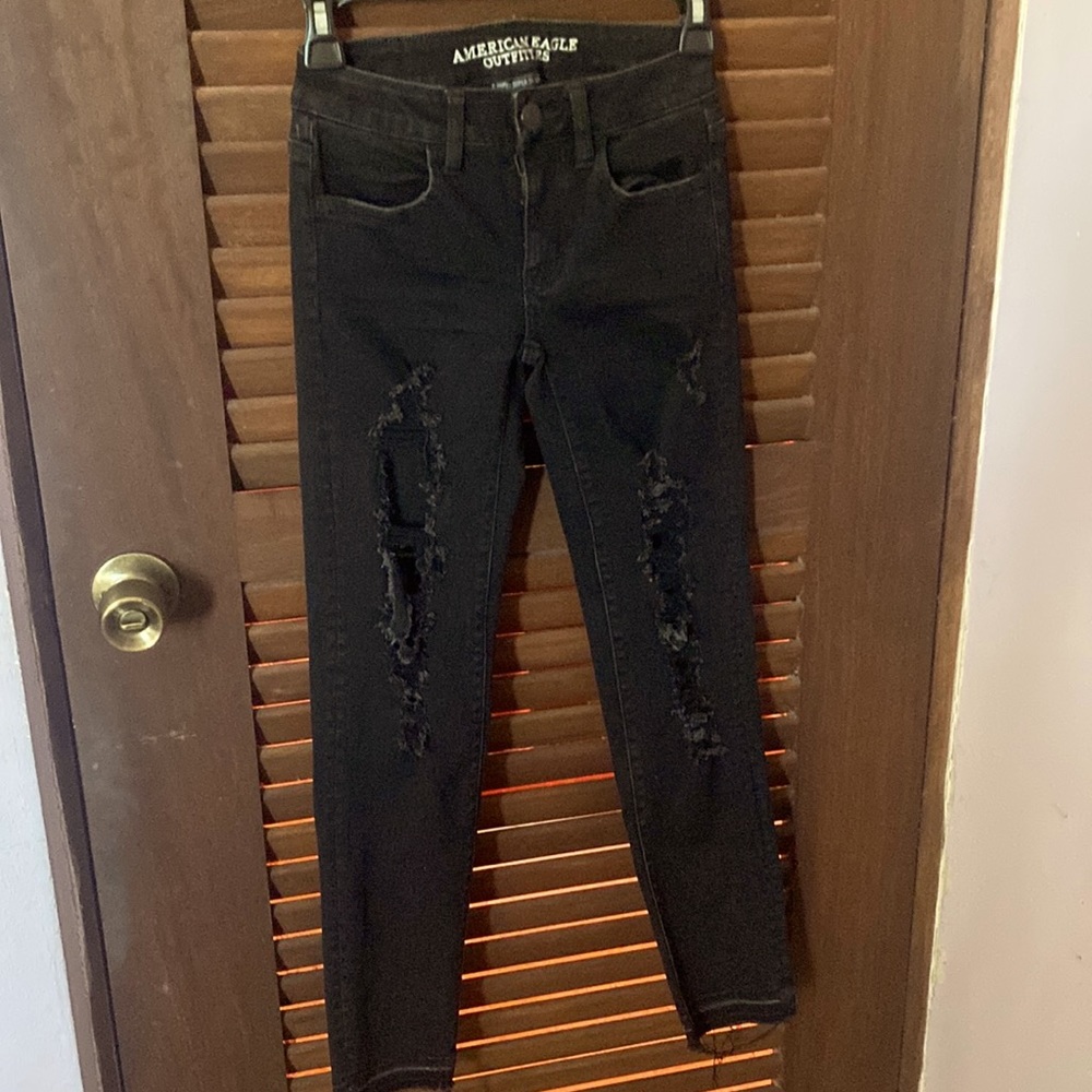 American eagle long black super super stretch jeans